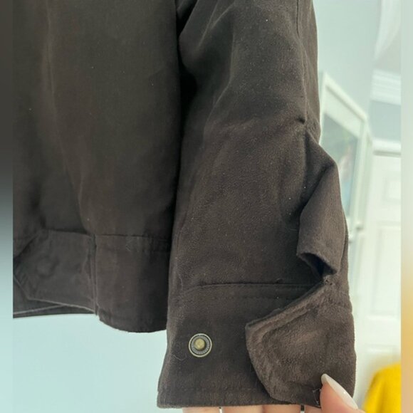 Rainforest Brown Hooded Coat Mens Size L Faux Suede Winter Jacket - Picture 6 of 10